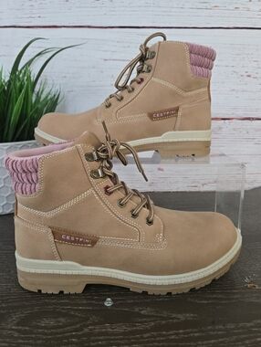 Tan Combat Boots Women Size 8.5 Lace Up Hiking Style NWOB